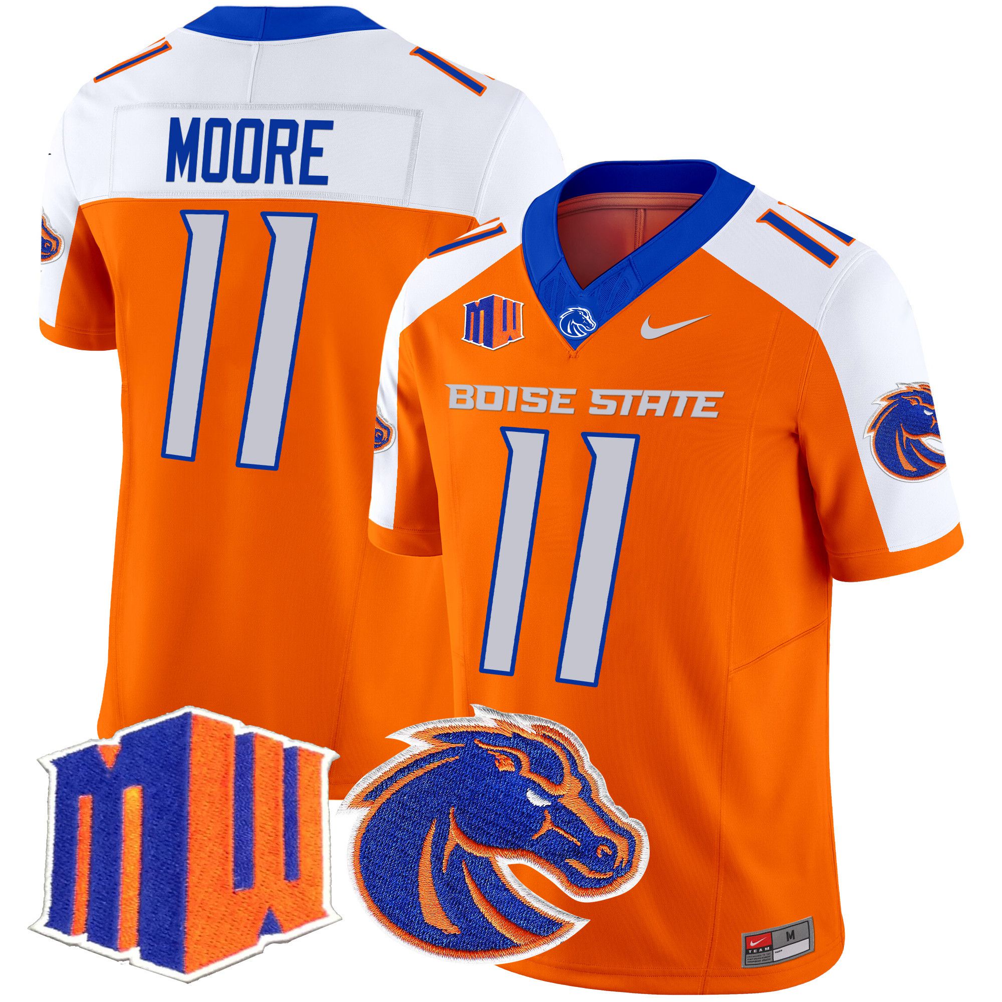 Men Boise State Broncos #11 Moore Orange Nike 2024 Vapor Limited NCAA Jersey->->NCAA Jersey
